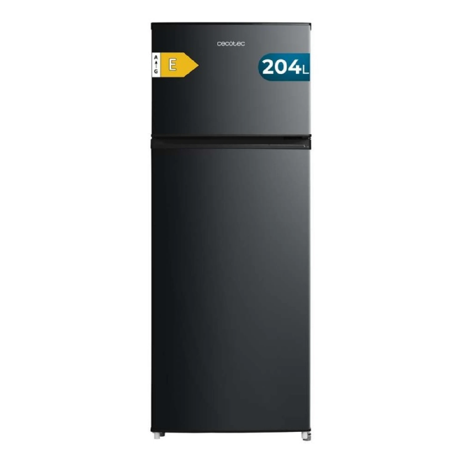 Cecotec Frigorífico Combi Compacto Bolero CoolMarket 2D 204 Black E, 204L, 143 cm de Alto, 55 cm de Ancho, Clase E, Silencioso
