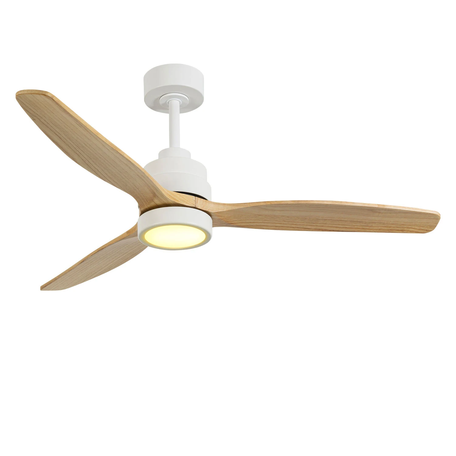 Ventilador de techo de madera de 3 aspas: 6 velocidades, control de aplicación/remoto, 22 W | Miravia Premium