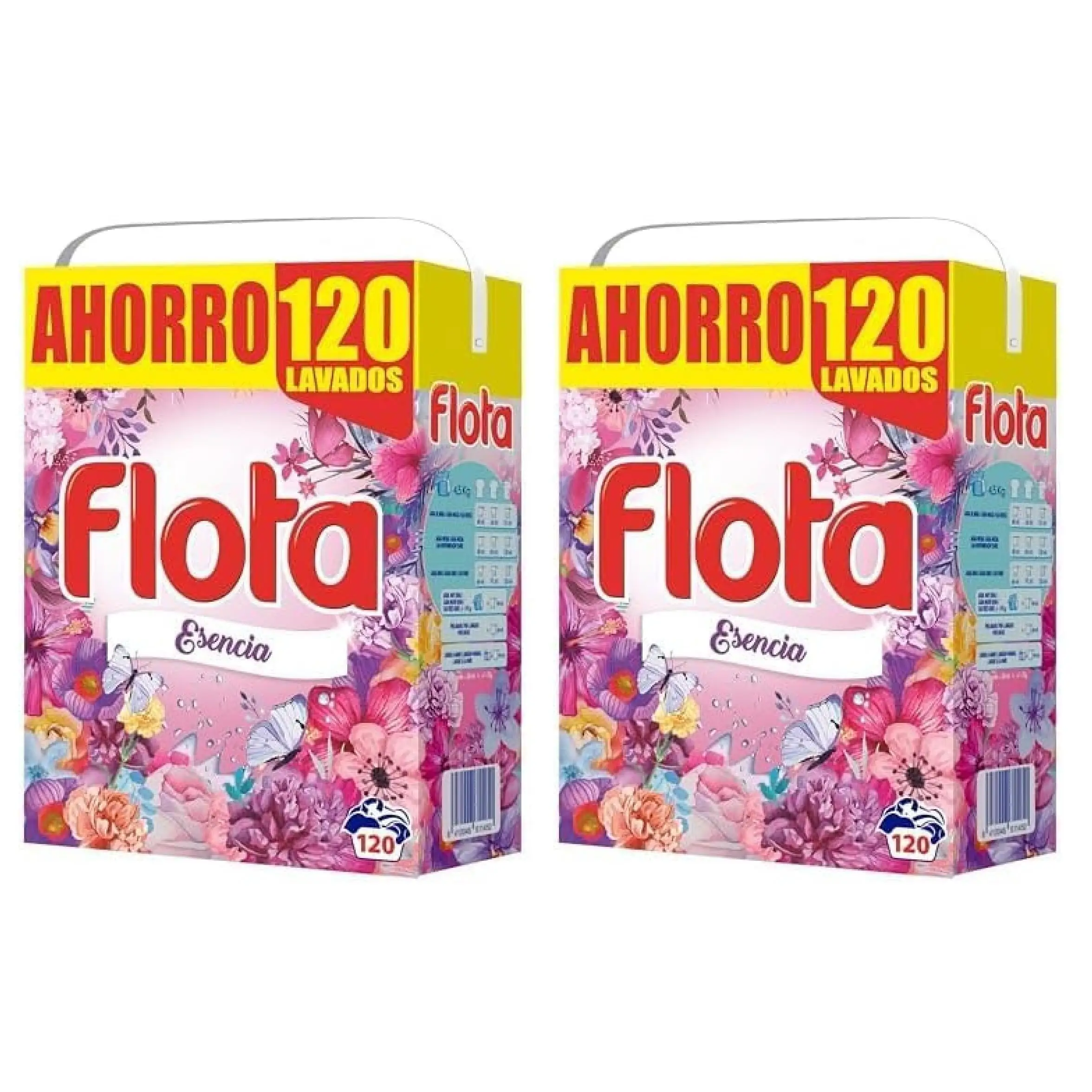 Flota Esencia pack2 Detergente En Polvo 240 lavados, Para Ropa Blanca y de Color, Antimanchas y Antiolores