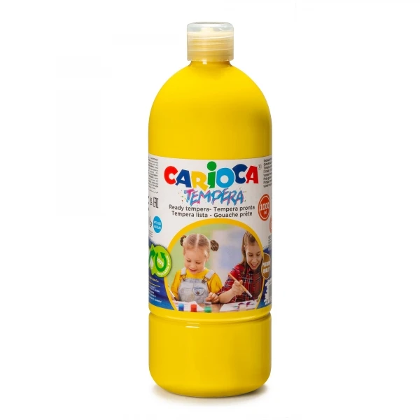 Carioca bottle Tempera-1000ml-Super-washable colors-easy to mix-applicable in porous materials-high opacity-yellow Color