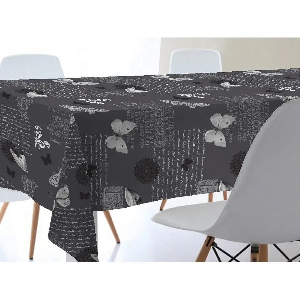 Mantel Hulehule Tex - Huletec PVC Mariposas Gris Diseño Innovador Fácil Limpieza Antimanchas Resistente al Agua - BOLBORETA