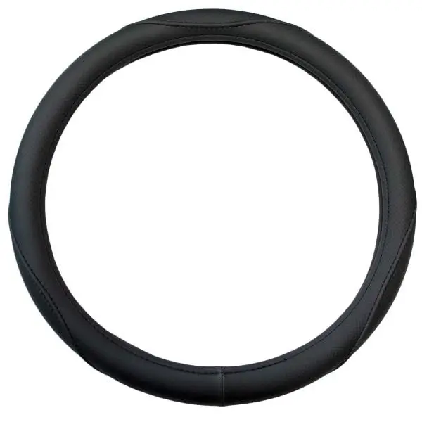 KRAWEHL - Funda Cubre Volante para Coche o Furgoneta - 37/39 cm de Diámetro - Funda Volante Coche Universal - Polipiel Sintética - Antideslizante - Fácil de Limpiar - Mod. Polaris Soft - Color Negro