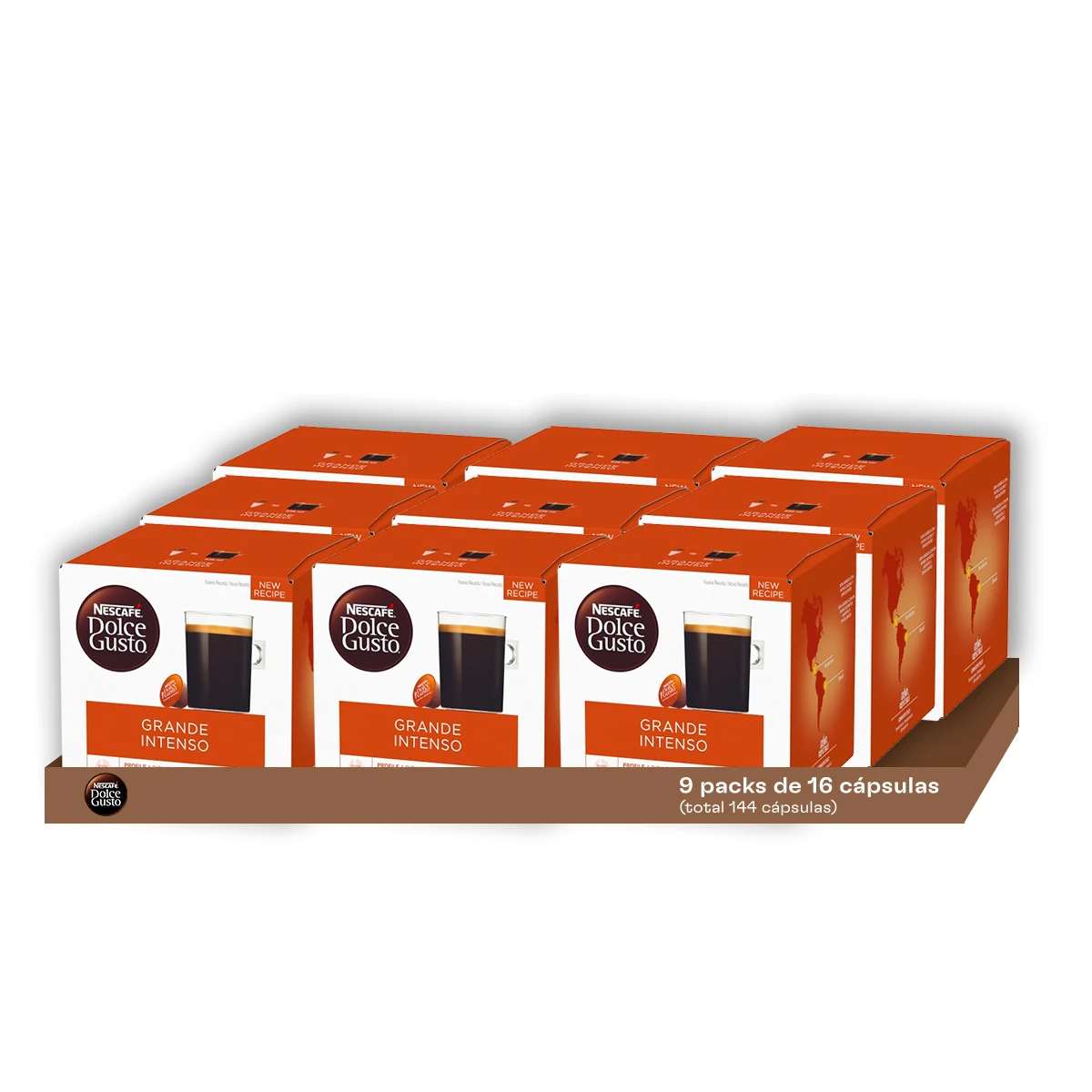 Dolce Gusto - Pack Especial Grande Intenso (144 Unidades) | Un Café Largo de Gran Complejidad y Potencia, Hecho con los Mejores Granos 100% Arábica de Sudamérica, Intensidad Pura en Cada Taza