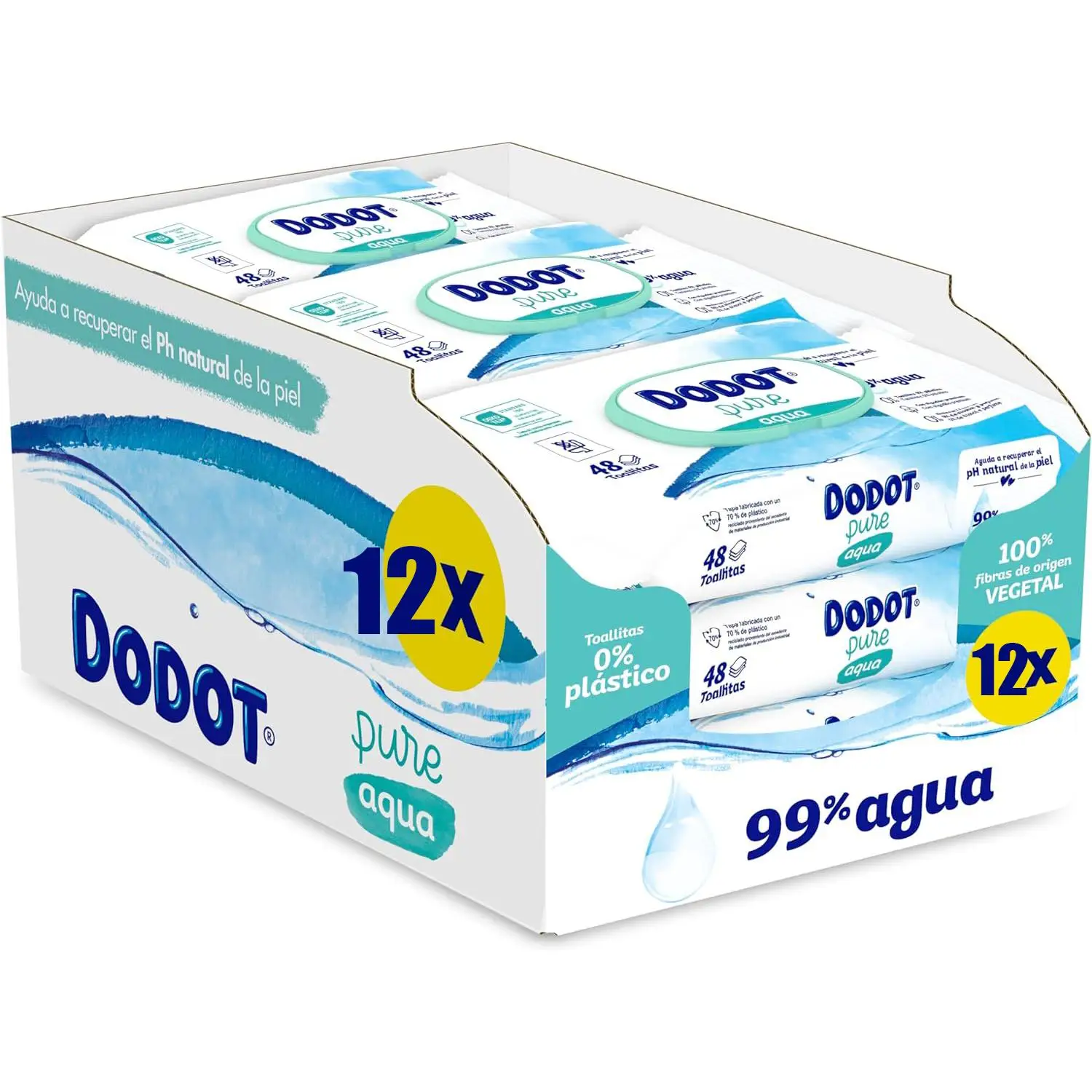 Dodot Pure Aqua baby wipes 99% water 576 wipes 12 packs (12x48) baby wipes