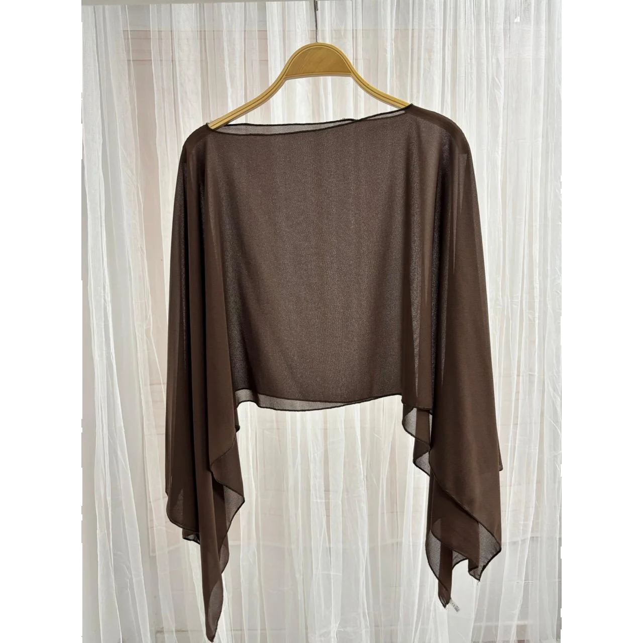 Capa de Gasa Mujer marron Elegante Chal Ligero Fiesta Boda Evento con medida140cm de largo y 85cm de ancho