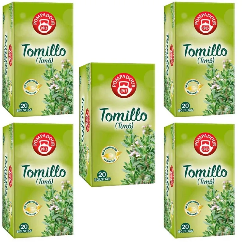 5 cajas de Tomillo (timonet) 20 infusiones Pompadour 8412900401153