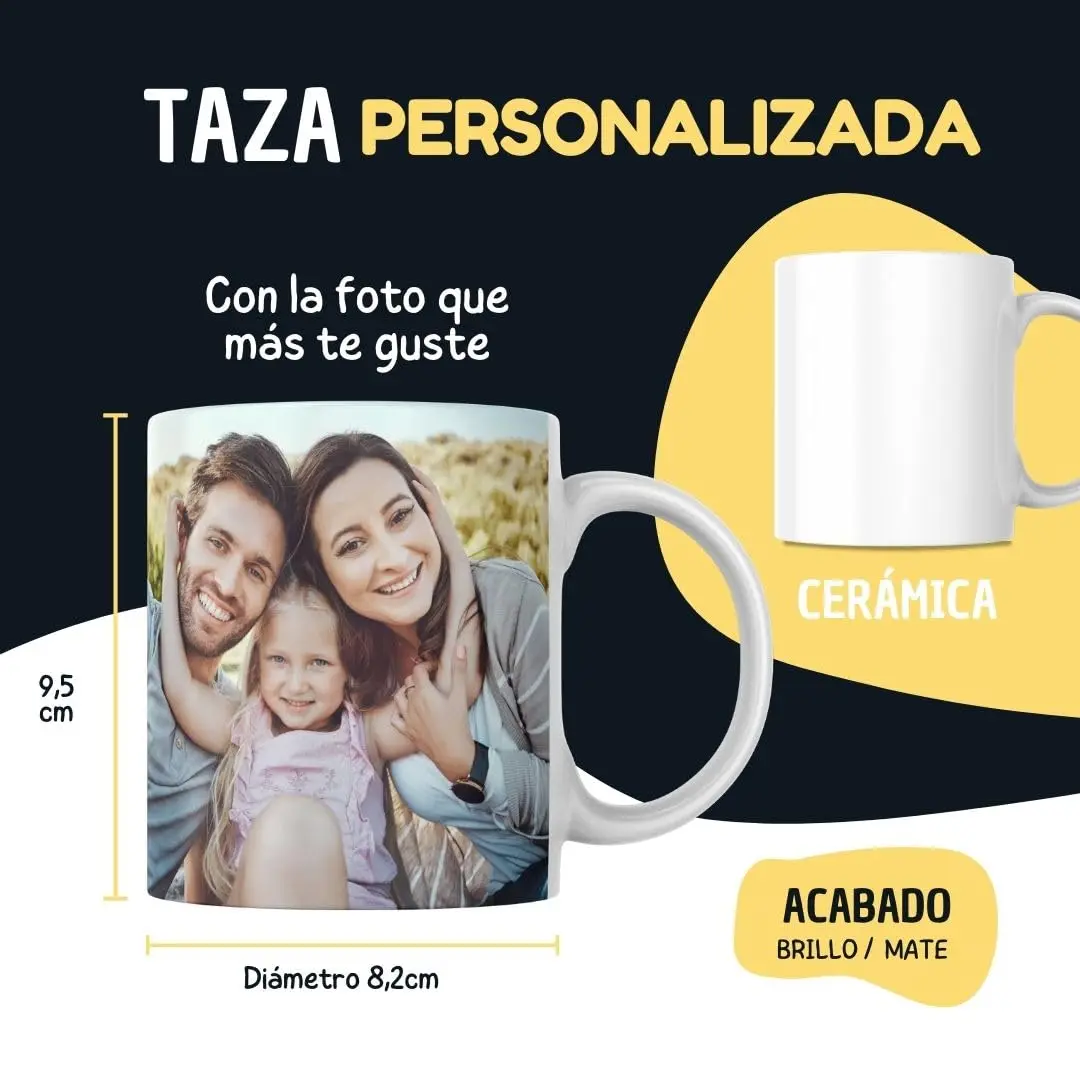 Personalized Ceramic Mug by DeRegaloos for Custom Photos, 330ml Capacity, High-Definition Print, Dishwasher and Microwave Safe, Ideal Gift for Valentine’s Day, Birthdays, and Anniversaries.
