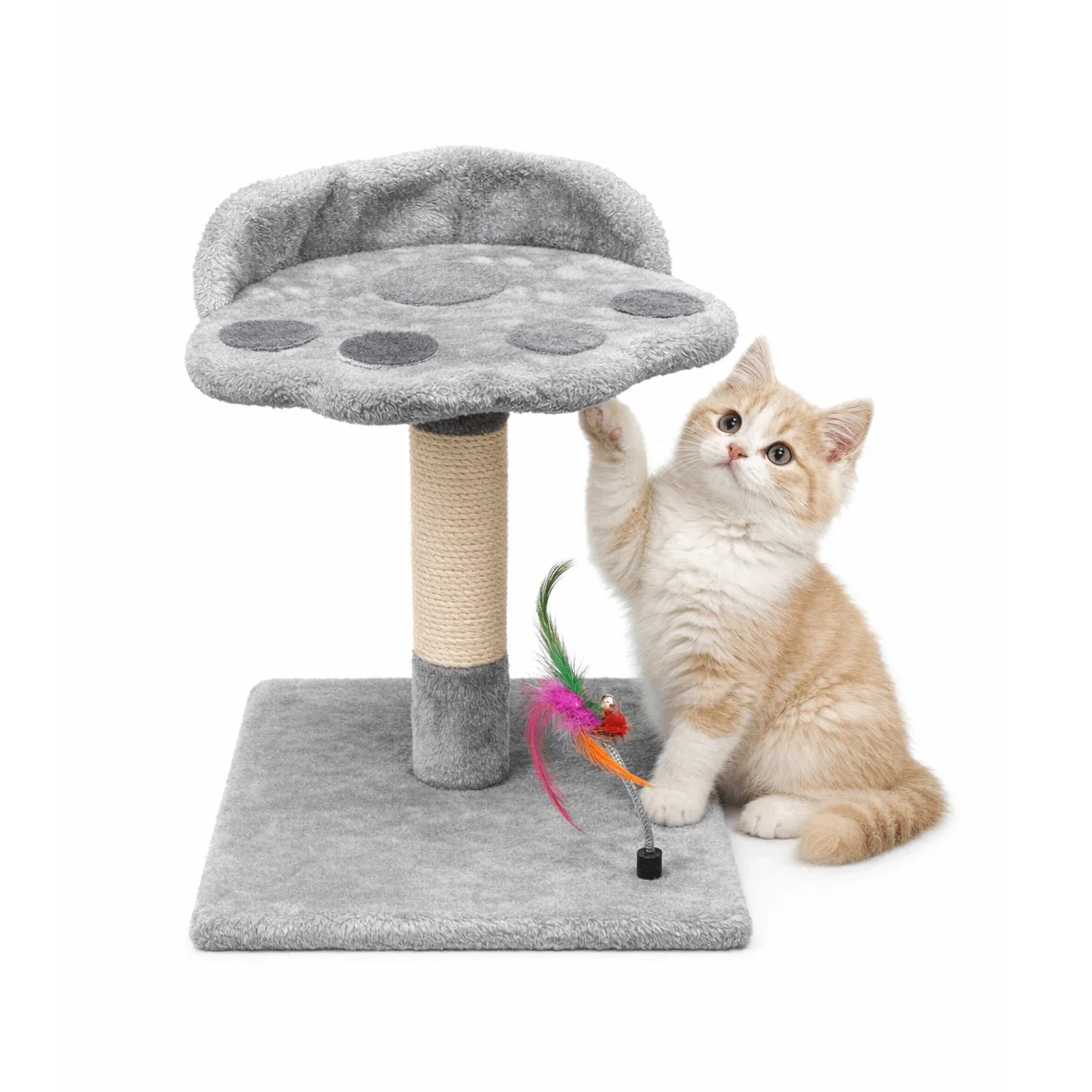 UNUSUAL-Arbol para Gato Árbol Rascadores para Gatos 35 x 35 x 46 cm Torre en árbol Rascador de Gato con Huella de Mano, rascador de Gato de sisal, Juguetes for Gatos, Marco de Escalada for Gatos