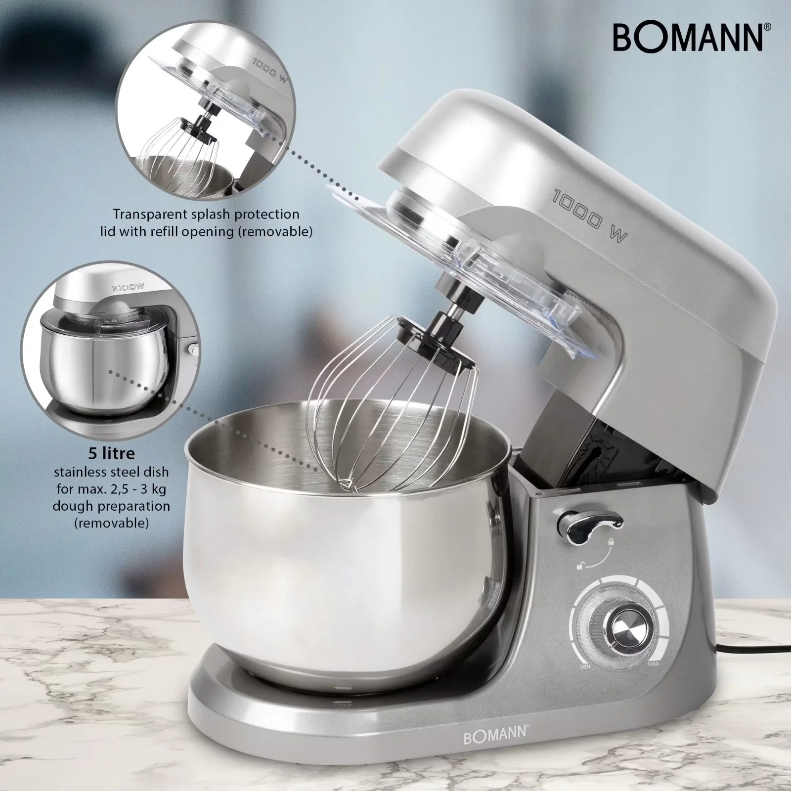 Bomann KM6009CB Robot Kneader 1000 watt Kneader/blender 5 litres Titan #4
