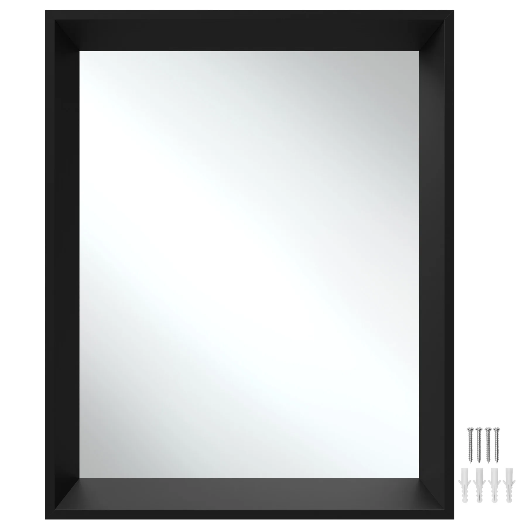 Tectake - Espejo de pared rectangular ELINA con marco de plástico, Espejo de pared rectangular de diseño minimalista, Estructura de plástico resistente, Superficie de espejo sin distorsiones para una