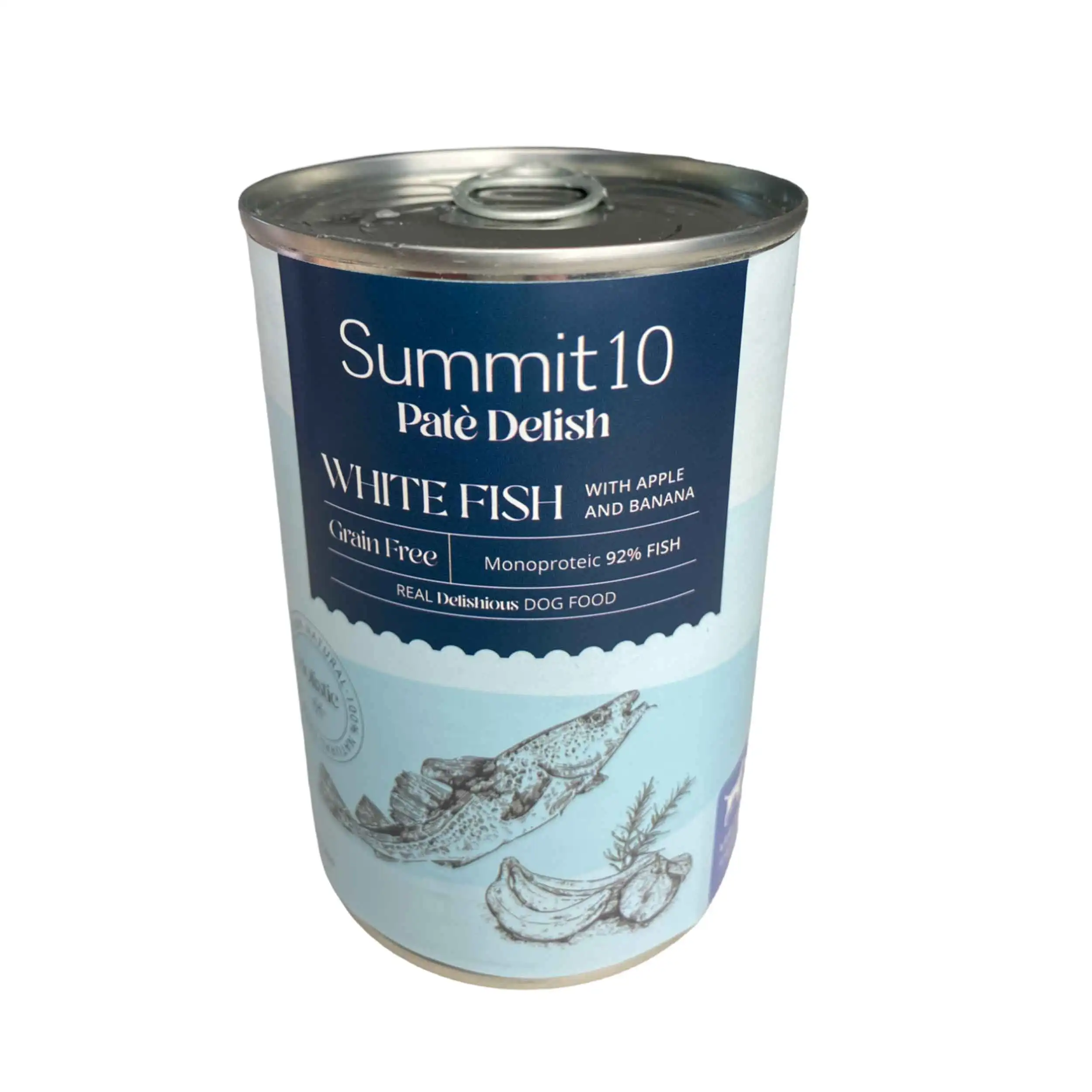 Paté para Perro Monoproteico 92% Pescado Blanco Grain Free lata 400 gr