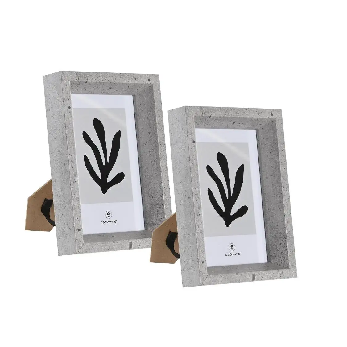 Dcasa Set of 2 photo frames gray cube wooden photo with 10x15 cm Crystal