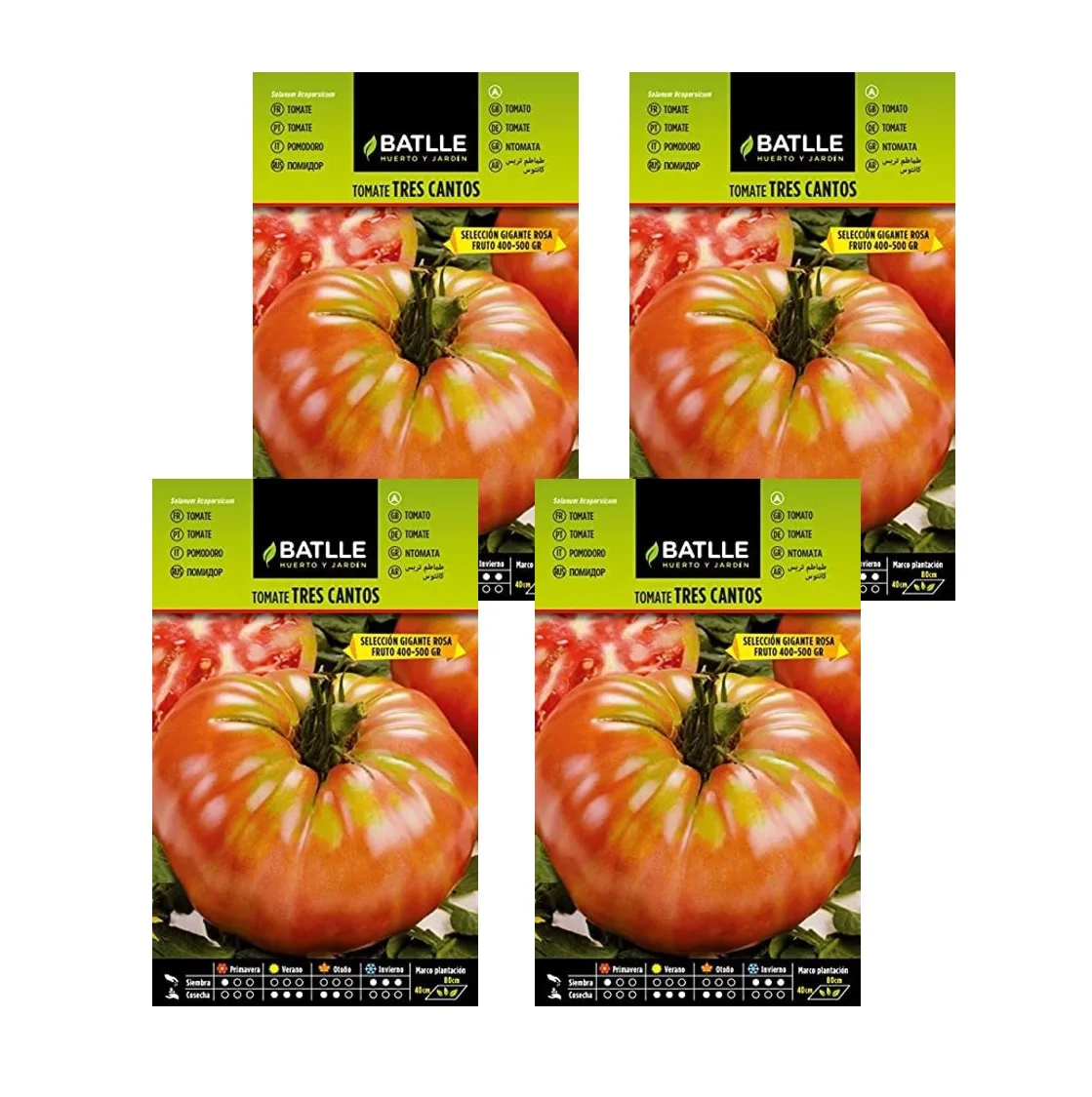 4 Sobres de Semillas de tomate gigante rosa tres cantos de Semillas Batlle.