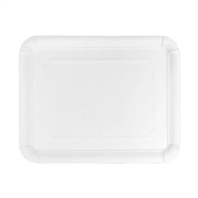 MONOUSO | Bandeja de Cartón Rectangular Blanca 22x28cm (50 Uds)
