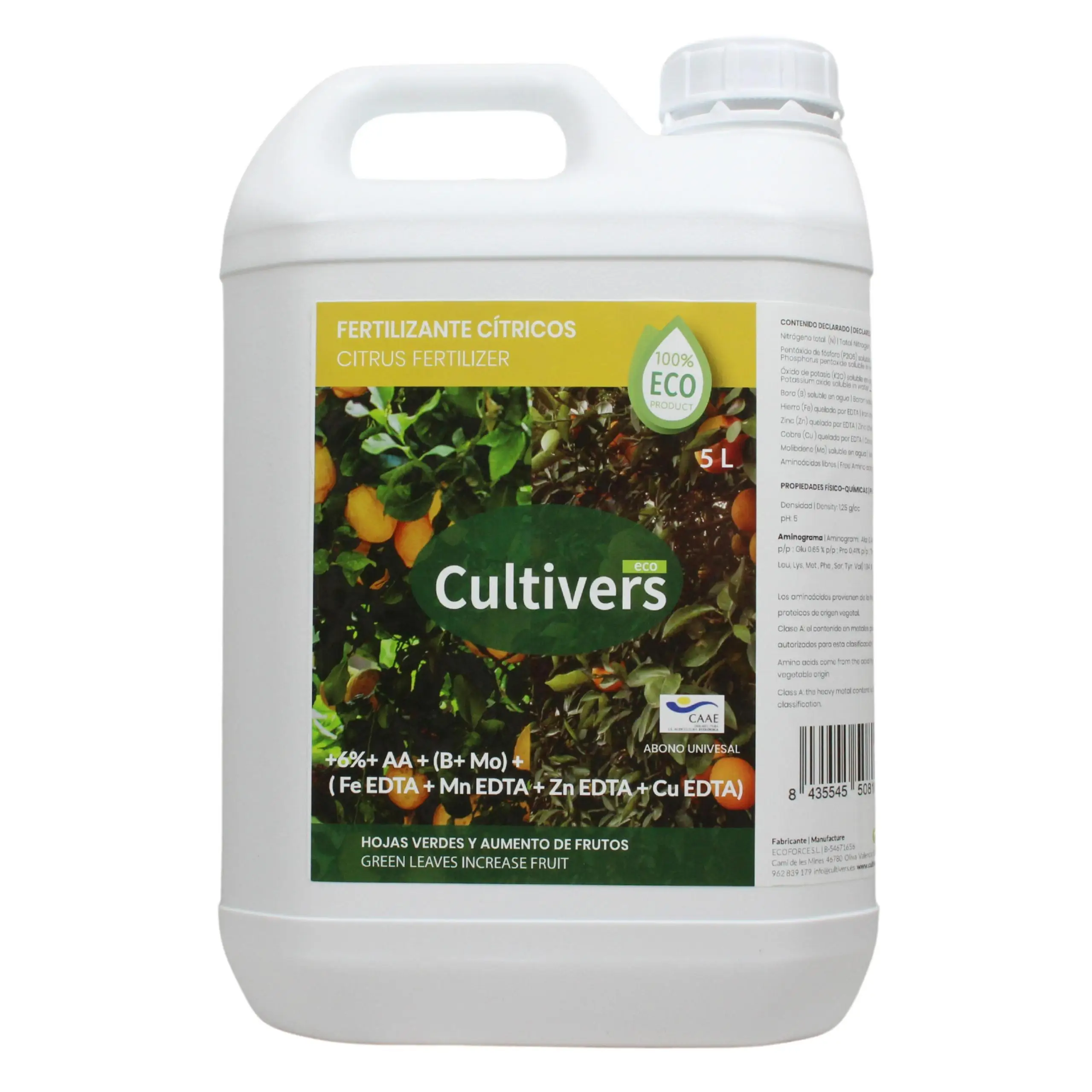 CULTIVERS Abono Cítricos Líquido Ecológico 5 L