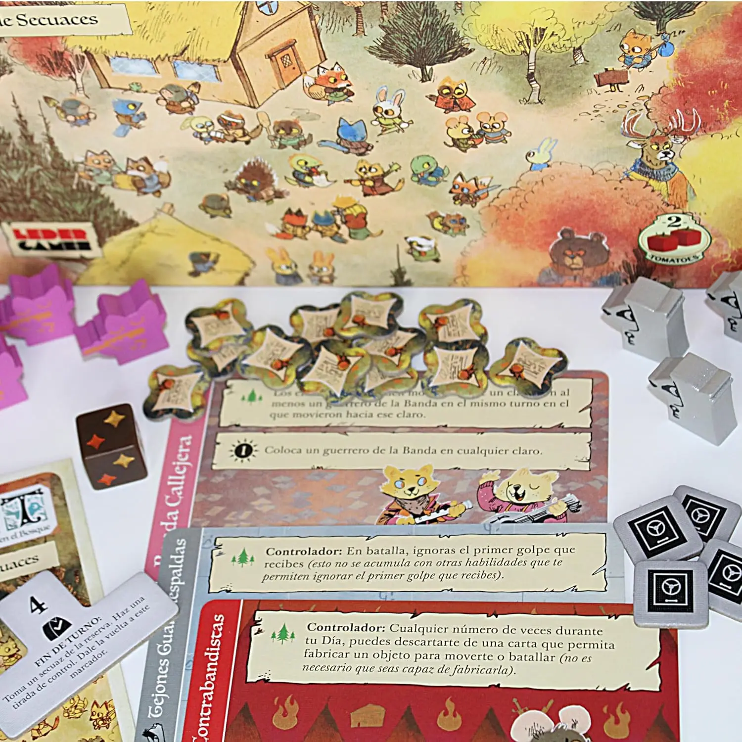 2tomatoes Games | Root: Marauding henchmen | Board game with board | Hand management | 2-4 players | Language: Spanish | Theme: Animals