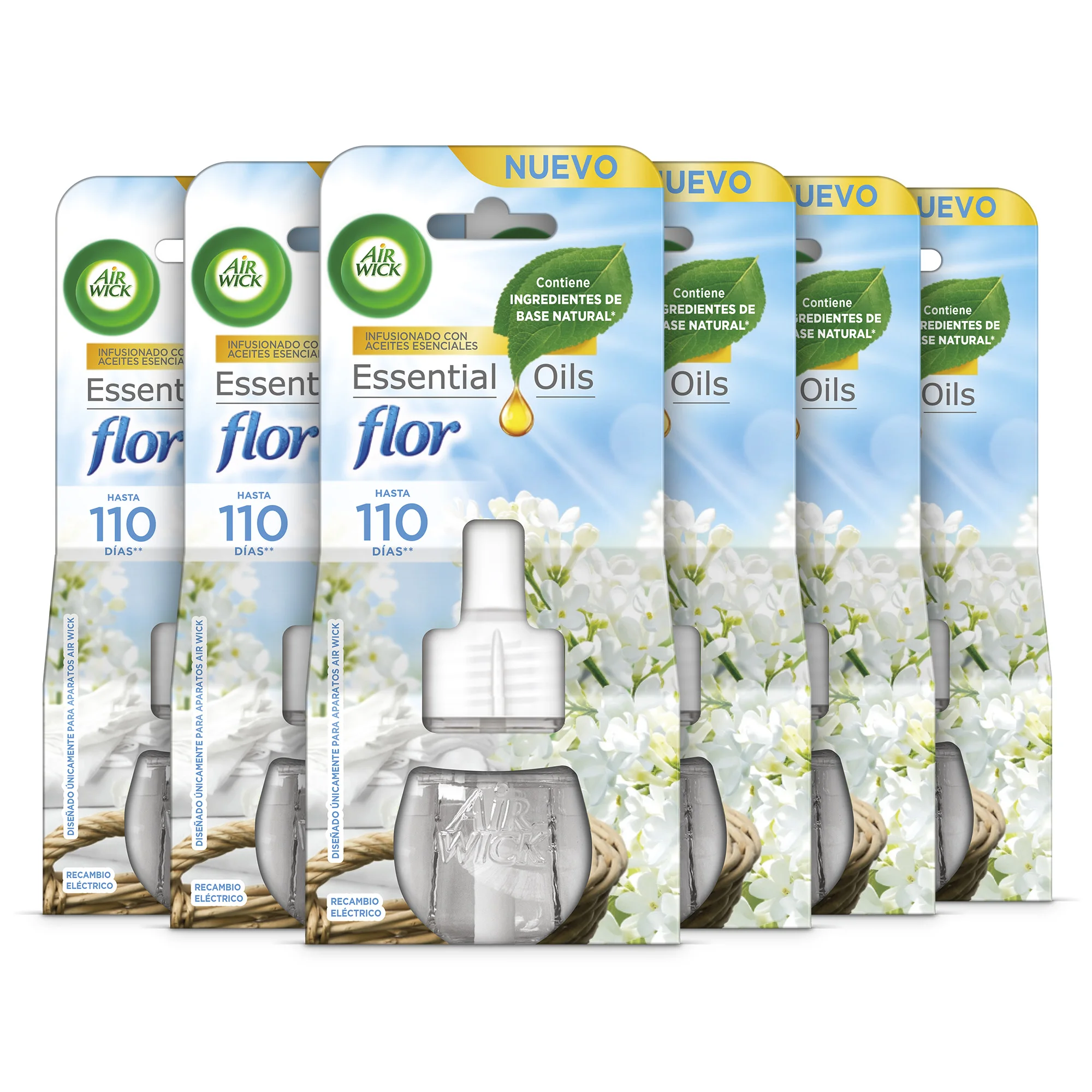 Air Wick Eléctrico - Ambientador para casa con aroma a Flor Frescor Ropa - 6 recambios