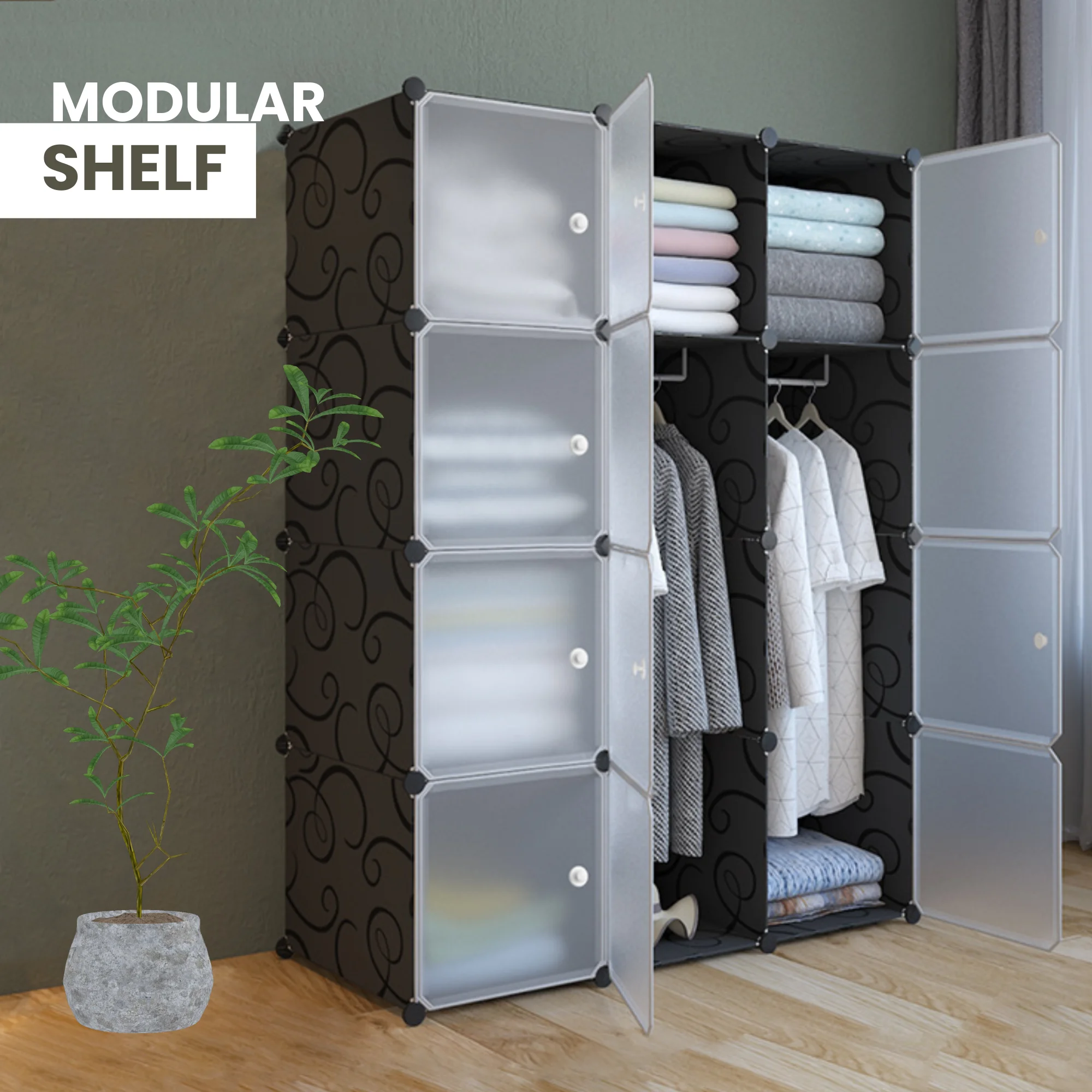 Vicyol S & D Modular Cabinet, Modular Rack, Household Wardrobe Organizer, Bedroom Storage Rack