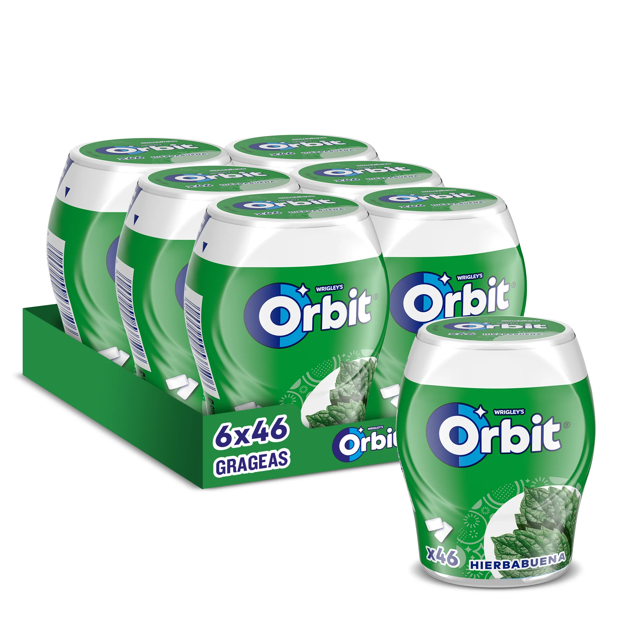 Orbit Botes Chicles Sin Azúcar de Hierbabuena en grageas, 6x46 uds