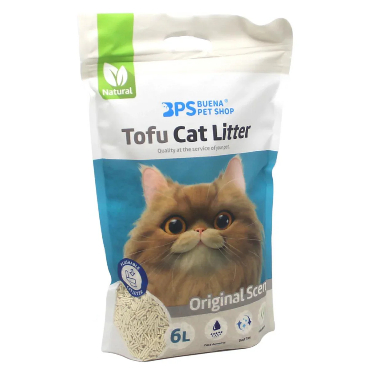 UD - Arena Aglomerante de Tofu para Gatos sin Polvo 6L | Control de Olores | Desechable en Inodoro | ORIGINAL