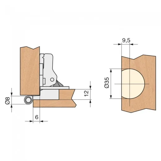 Rustic hinge Zamak with auction ø35-high quality