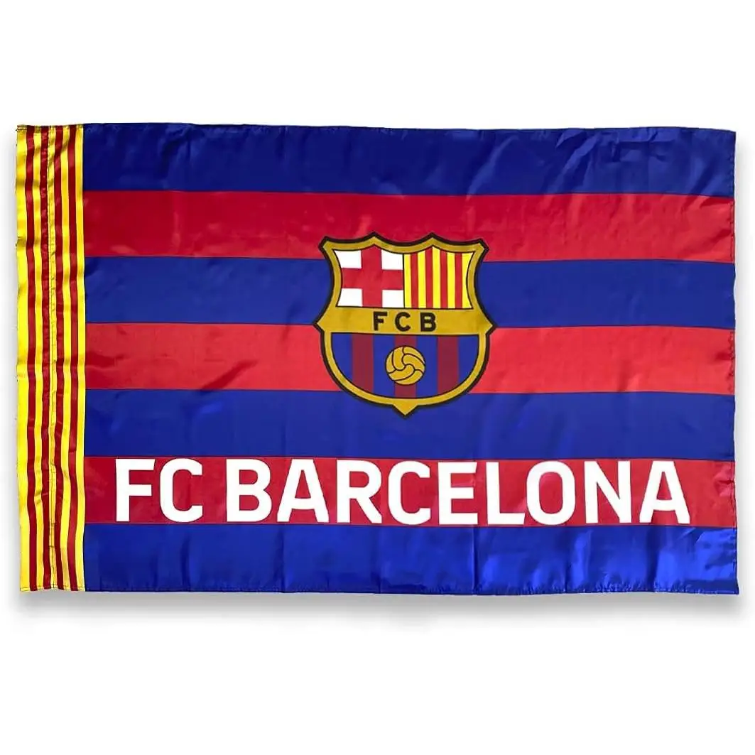 Bandera Vertical Grande FC. Barcelona - Medidas 150 x 100 cm. - Polyester 100% - para Exterior e Interior