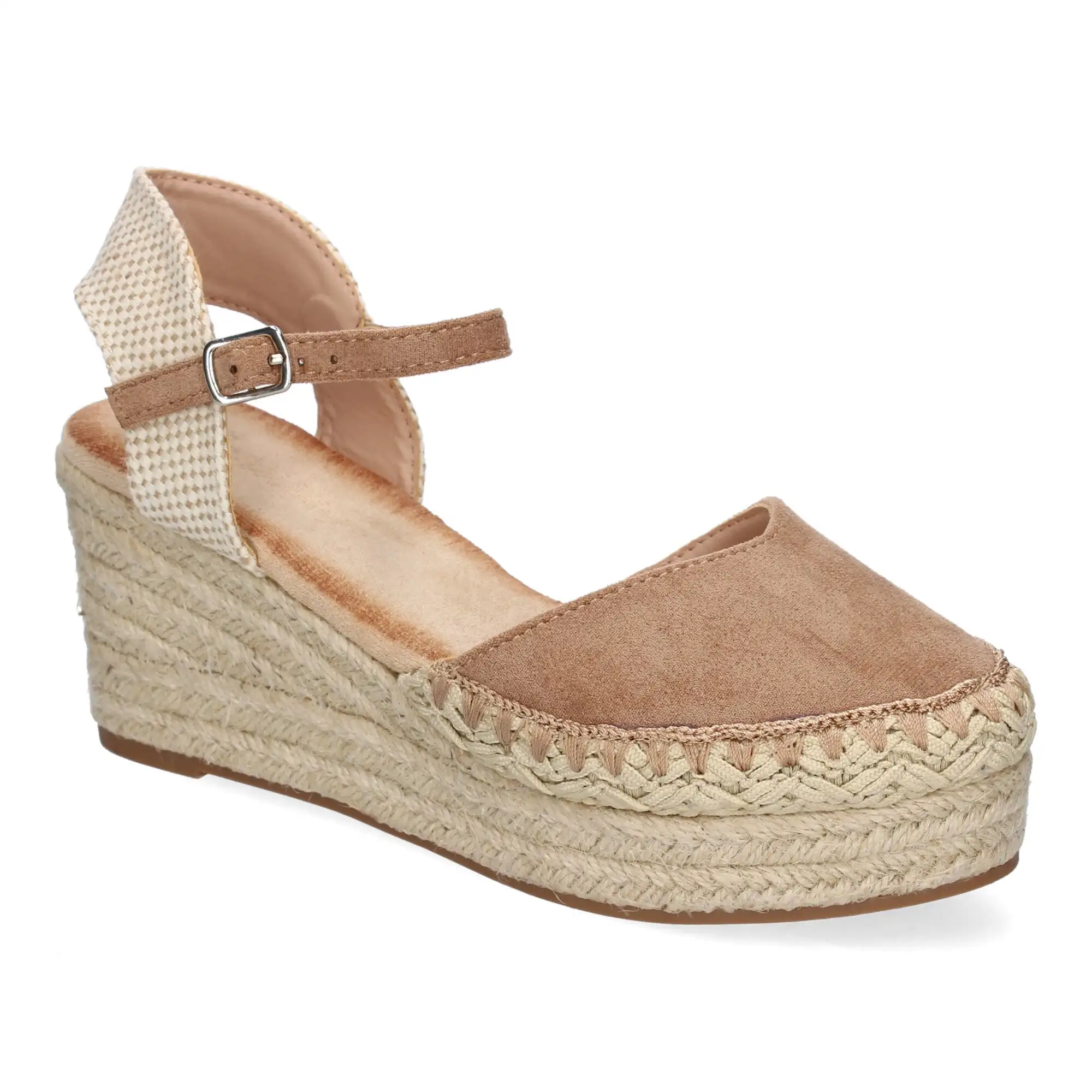 Wedge sandals in jute Kaki