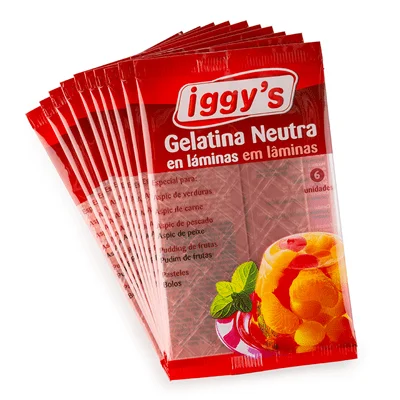 iggy`s Gelatina neutra - 6 Laminas x 10 paquetes - iggy´s pasteleria y postres