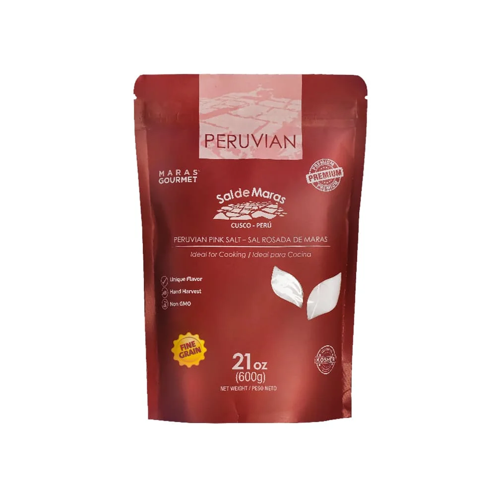 MARAS GOURMET | Sal de Maras | Sal rosa peruana – Sabor único y cosecha a mano | Sin refinar | 600g | (Sal rosada, grano fino)