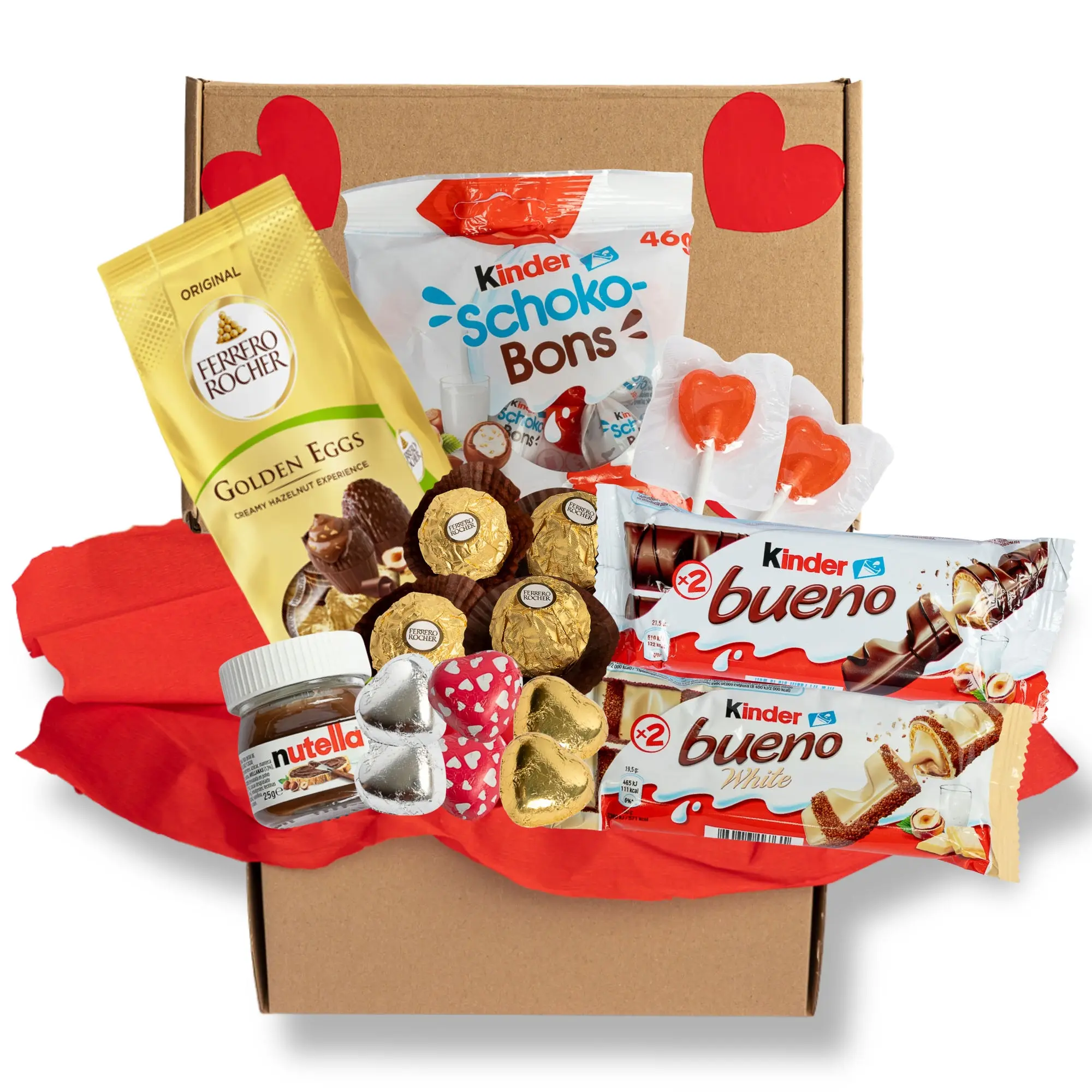 Caja Regalo Pascua con Chocolates Kinder y huevos ferrero mini – Pack de chocolates para Mujer, Hombre o Pareja – Regalo Original con Bombones, Nutella y Detalles