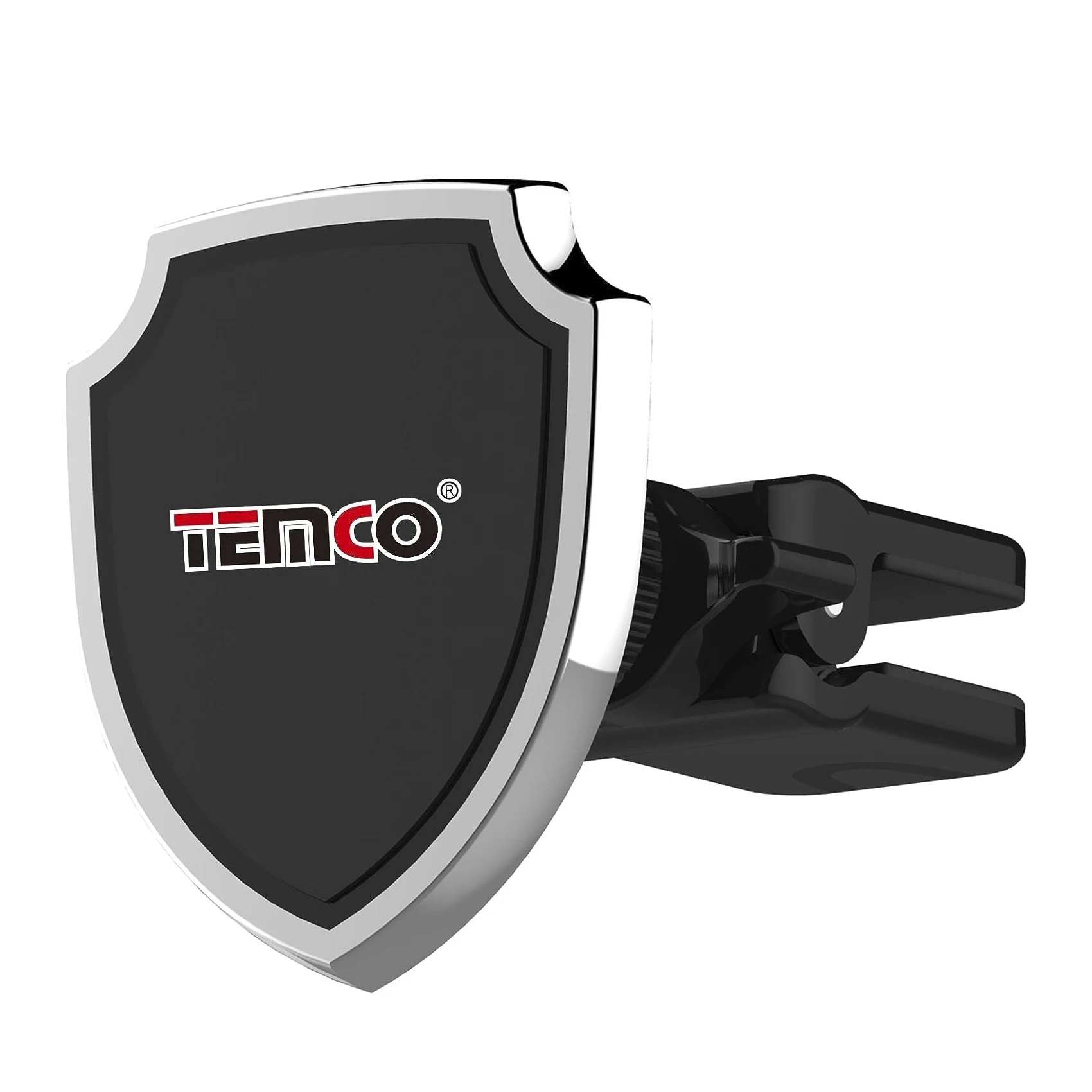 TEMCO Soporte de Móvil para Rejilla de Aire Magnético con forma de Escudo, Soporte movil Iman con Chapa para Smartphone, Porta movil  y telefono celular para auto, Accesorios para coche y Movil, Gris
