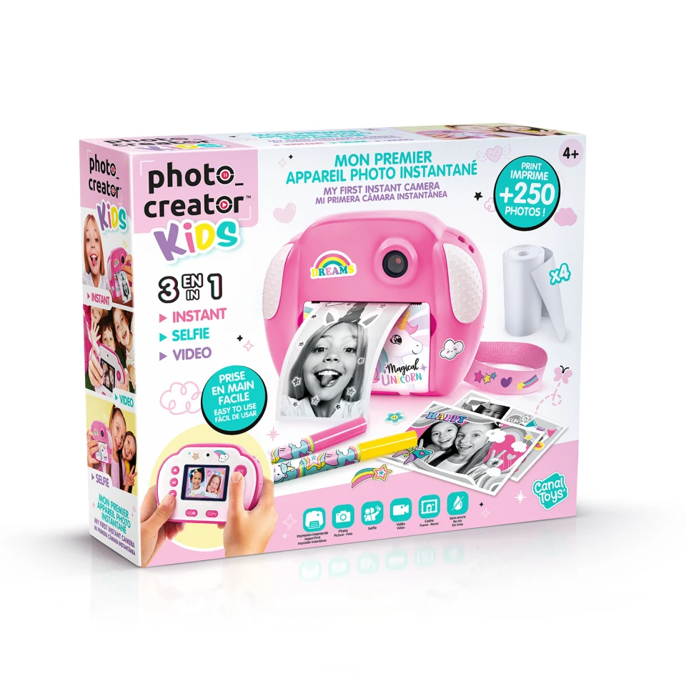 Canal Toys Mi Primera Cámara Instantánea 3 En 1 Para Niños Con 4 Rollos De Papel Y 4 Rotuladores - My Fisrt Instant Camera Photo Creator Kids - Photo Creator - Clk013