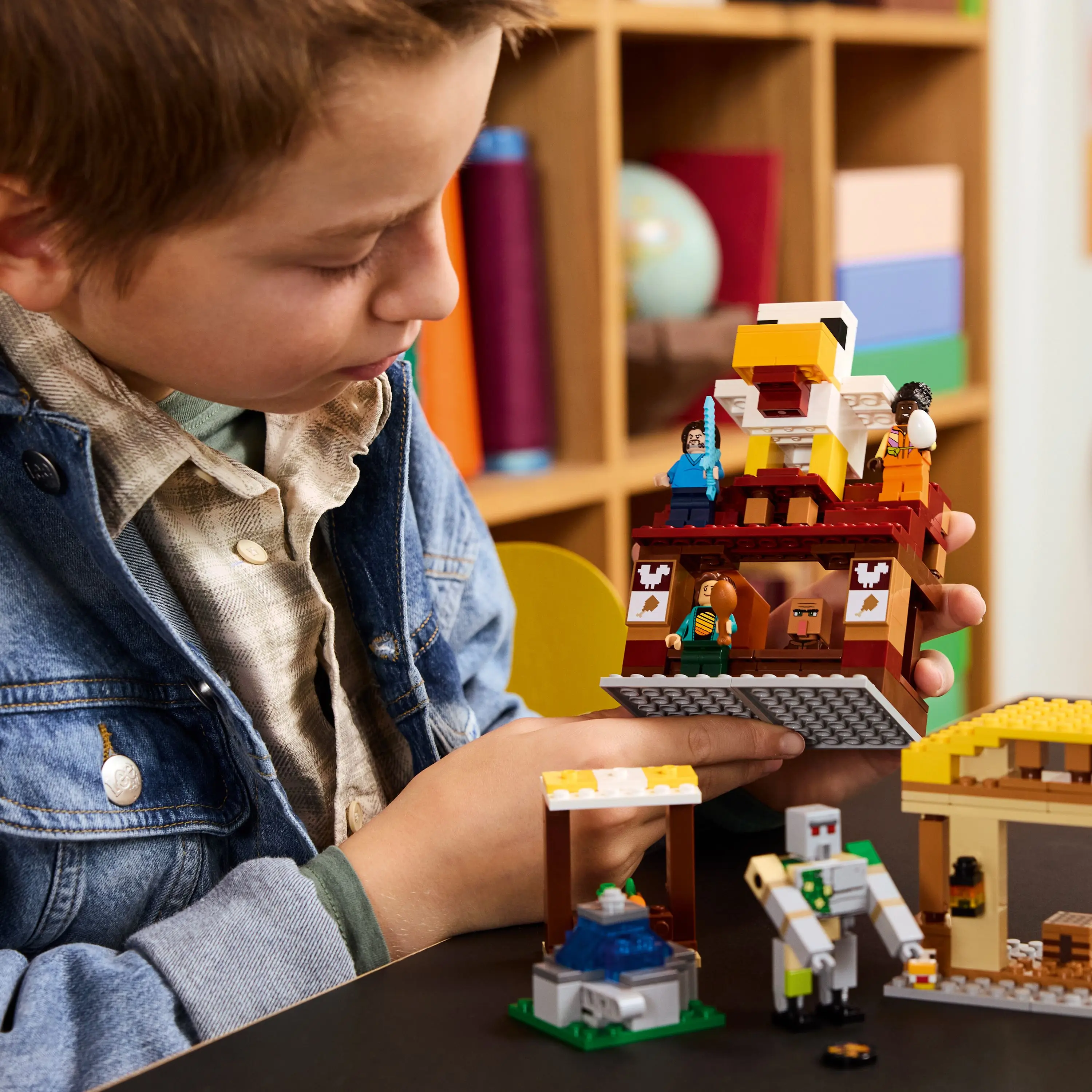 Lego 21273 minecraft the attack to the ghost balloon village, gift toy for kids, home and building set based on the video game with chicken and golem figures #4