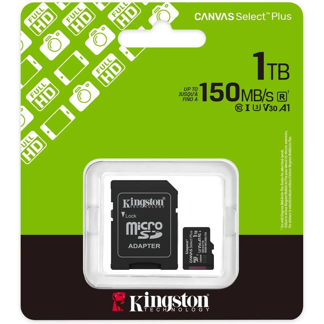 Kingston Canvas Select Plus Tarjeta de Memoria microSD | De 64 GB a 1 TB | MicroSDXC Gen3 150MB/s A1 Incluye Adaptador de SD (Excepto 64GB) - Modelo SDCS3