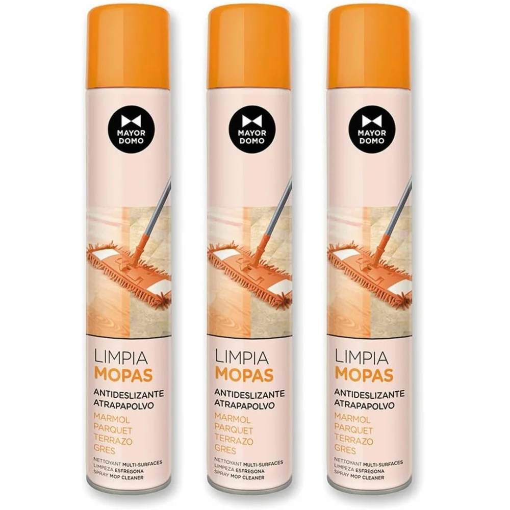MAYORDOMO Impregnador de Mopa para Suelos Spray 1000cc (Pack 3 unidades) - Limpiador de madera en Spray, Antideslizante, Atrapa el polvo a la vez que da Brillo, Indicado para el cuidado del Marmol, Parquet, Terrazo, Gres