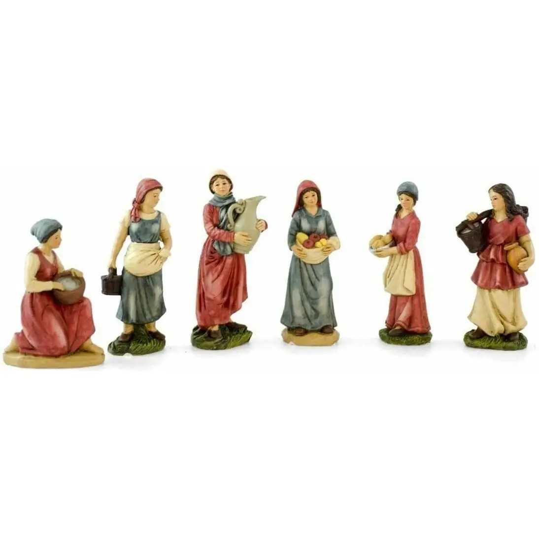 Gerimport Christmas Figures Set of 6, 13cm Resin Pastors for Christmas Decoration, Realistic Detail for Nativity Scene, Durable and Versatile for Indoor/Outdoor Use.