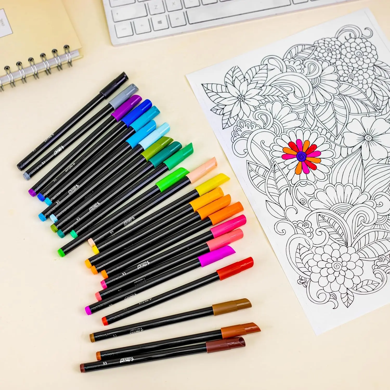 Bic intensity washable ink markers with water based and black body - pack of 24 colors