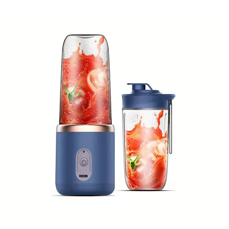 Exprimidor Eléctrico Compacto Portátil Azul/Rosa - Licuadora Automática de Frutas con Cuchilla de Acero Inoxidable - Herramienta de Cocina Versátil - Modelo de la Licuadora REGALO DIA MADRE