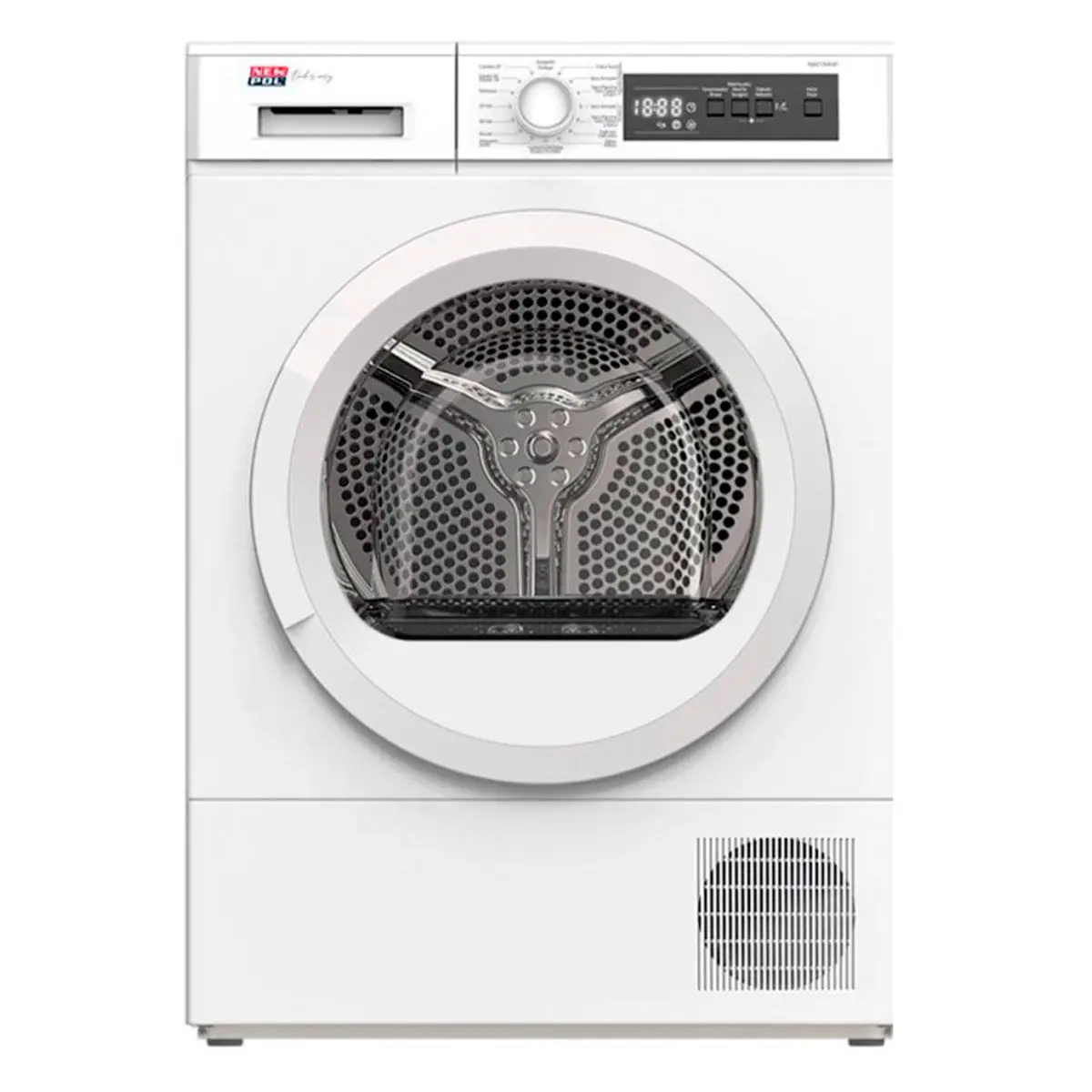 New pol nwt84hp 8kg heat pump dryer 15 programs a+ white 84.5 cm