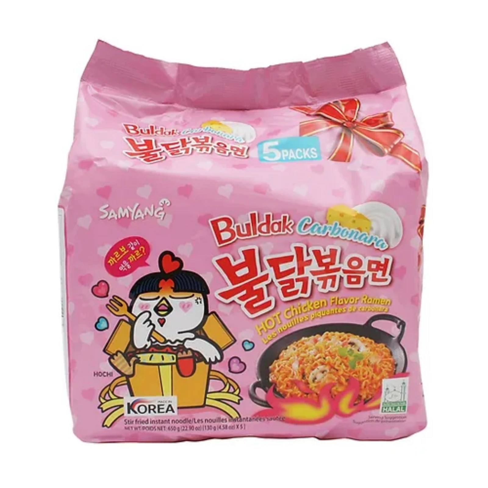 Noodle instant Ramen Buldak Carbonara Hot Chicken Ramen Korean spicy 130g Samyang Pack of 5