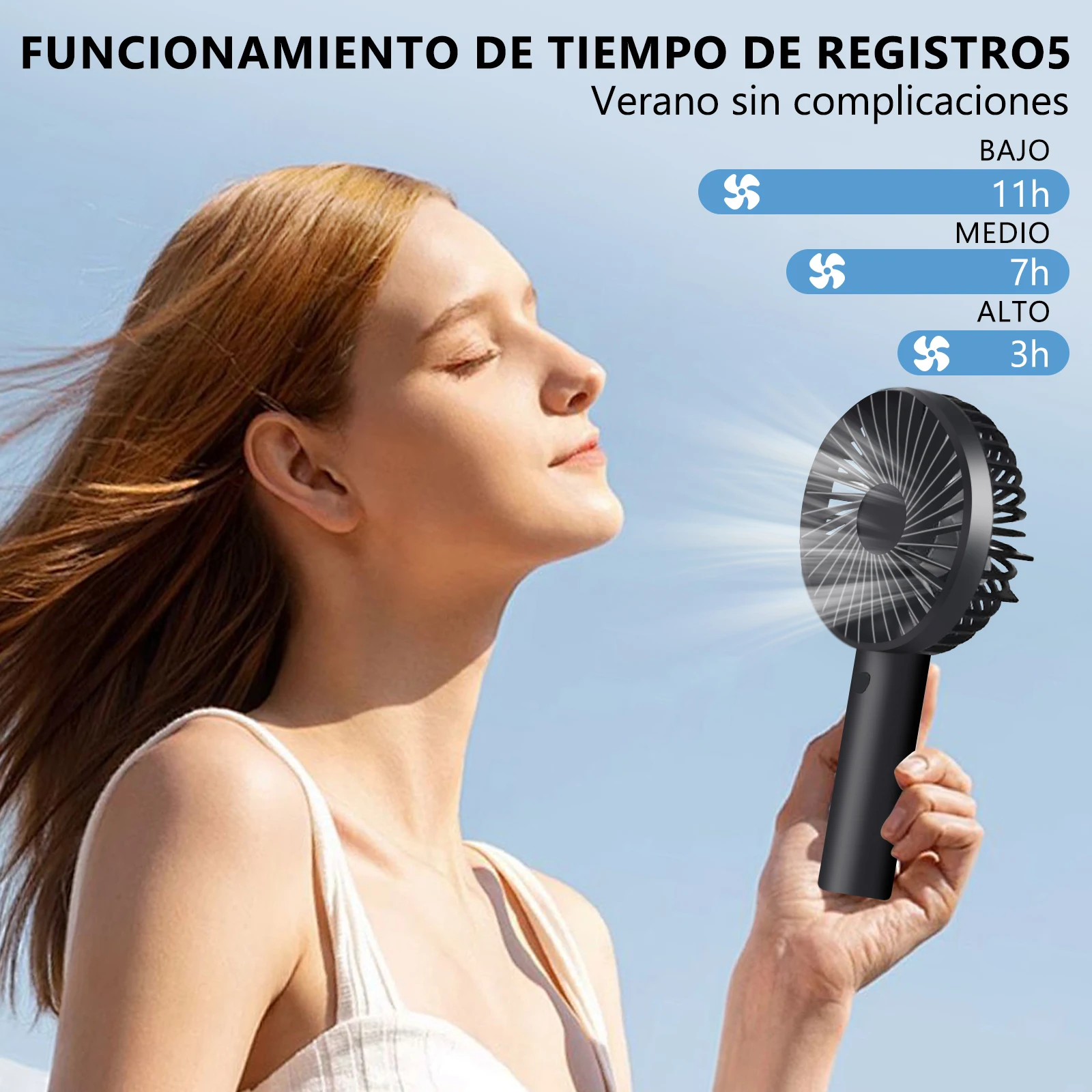 Easyspeed mini handheld fan, portable battery fan 3 adjustable speeds, long lasting, silent, usb charging