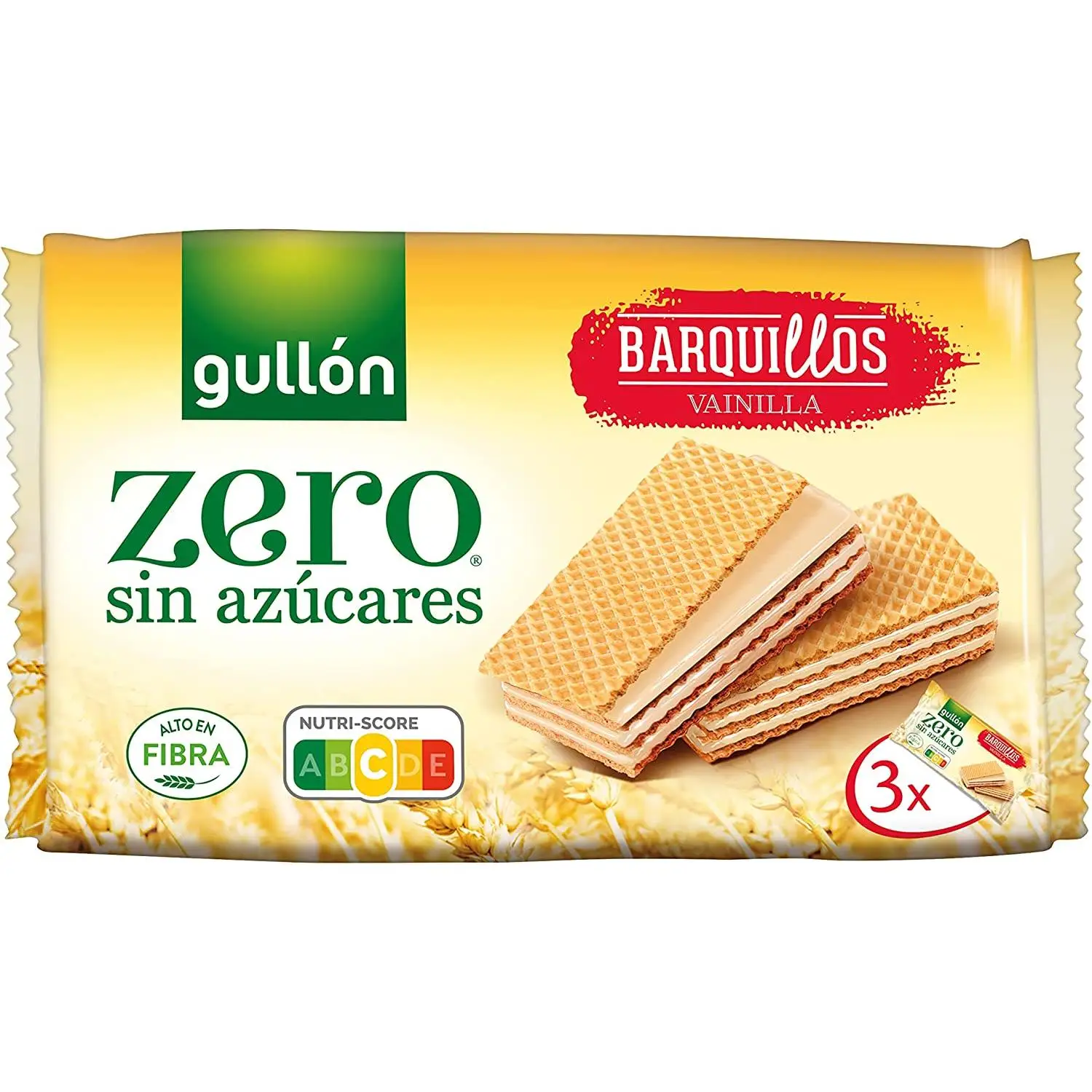 Gullon Zero wafer without sugar vanilla flavor-contains 12 units of 180g or 60g each-three layers of thin vanilla cream separated by a delicious wafer. Are high in fiber and ZERO sugars