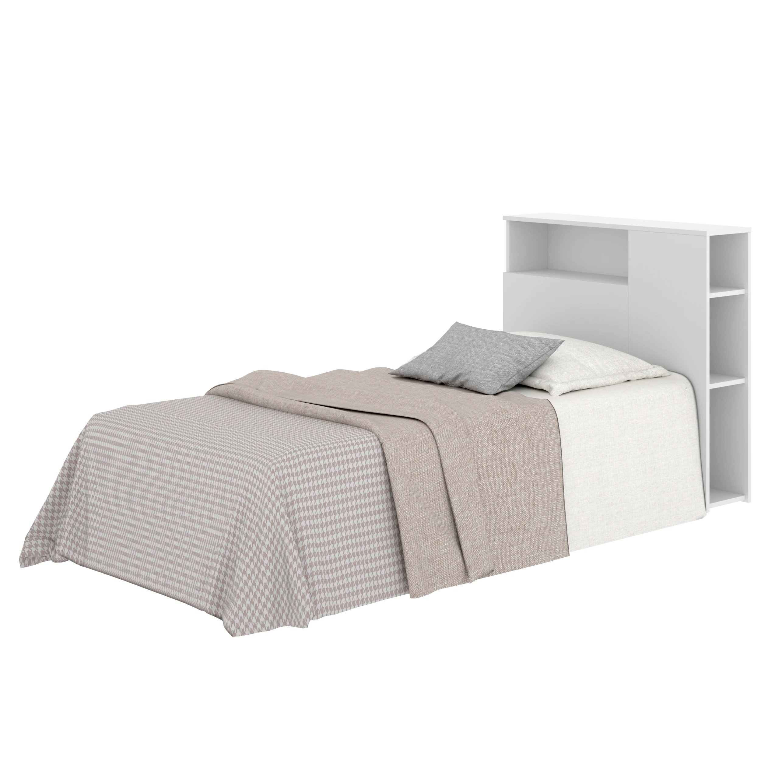 DEKIT GRUPO RIMOBEL TEN - CABECERO CON ESTANTES PARA CAMA 90 - BLANCO - 96 x 23,4 x 99