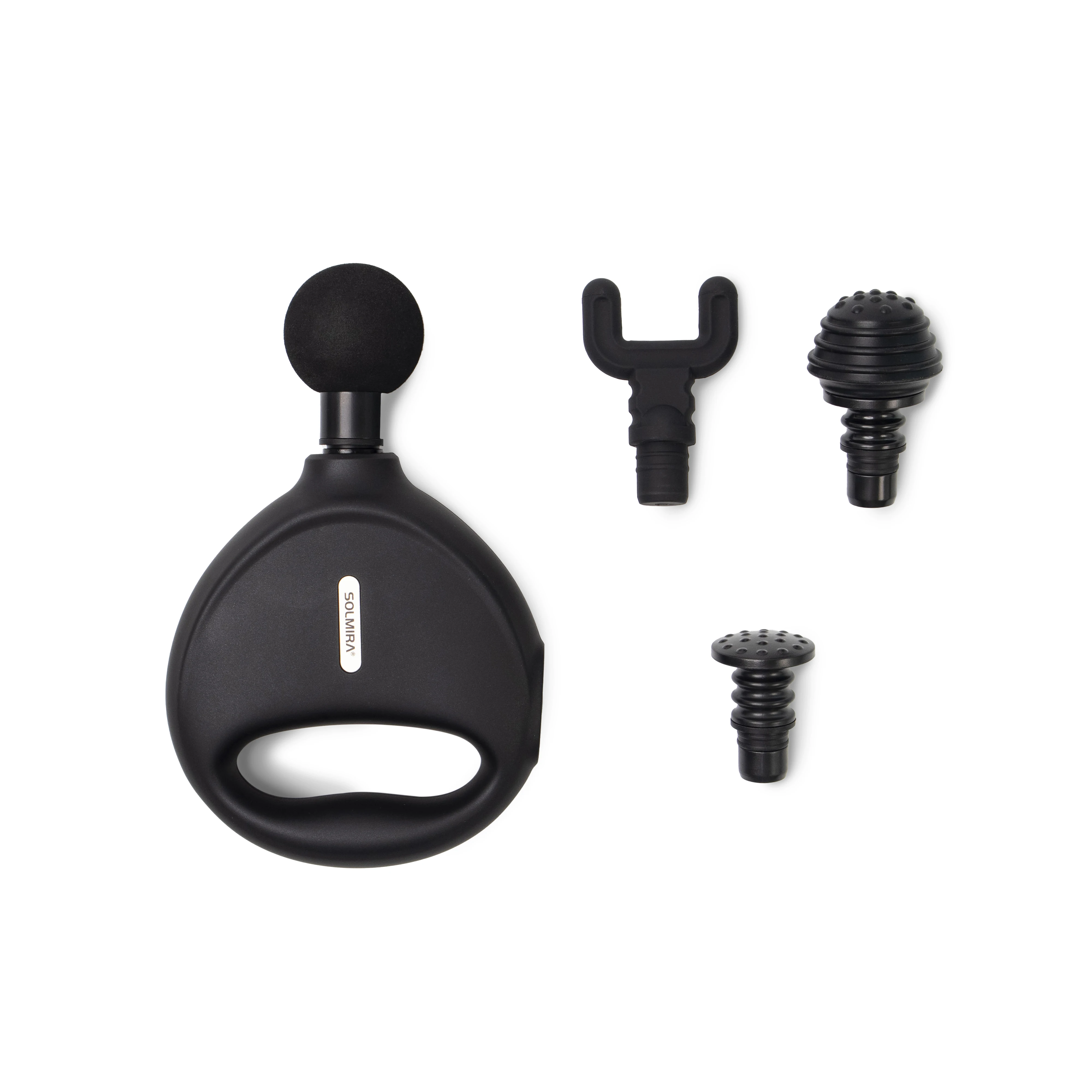 Pistola de Masaje Muscular, 4 Niveles de Intensidad, 4 Cabezales de Masaje, Negra, Carga Usb Tipo C