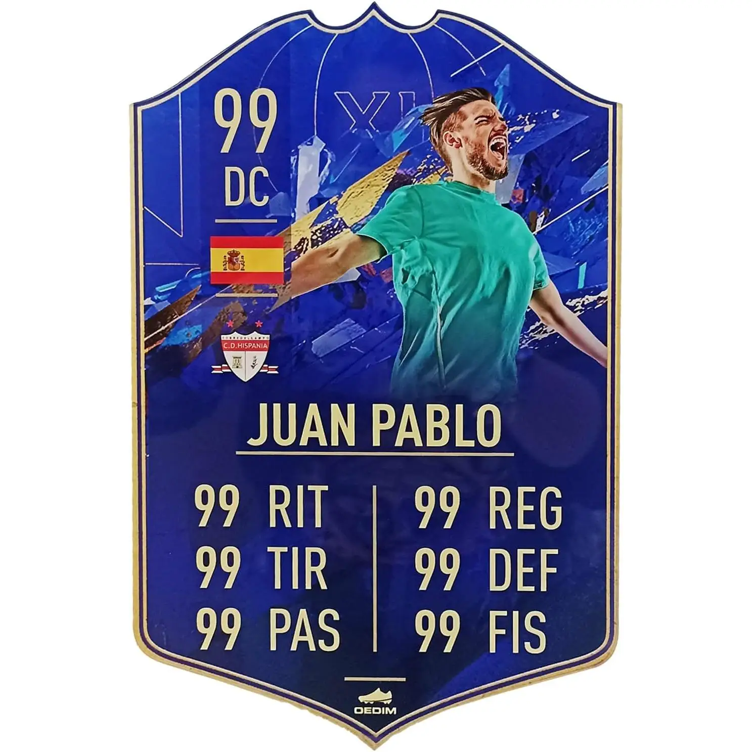 Oedim Carta de Fútbol Personalizada Diseño Toty, 30x48cm, Fabricado en PVC 5mm, Divertida y Original. Enviar personalización a lucasgarcia@oedim