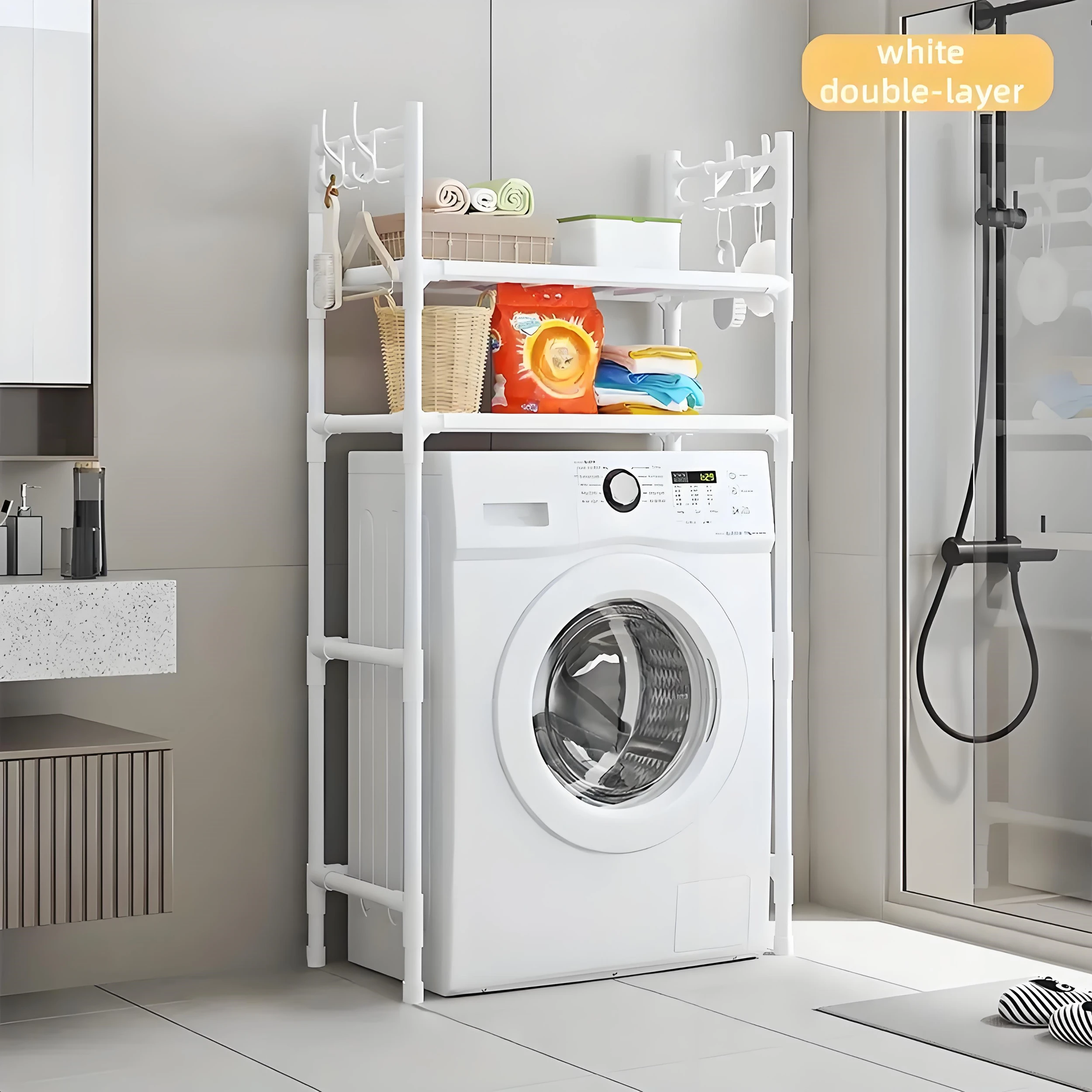 TopRed | Estanterías para Lavadora (opcional para 2ª y 3ª planta) – Estanterías de almacenamiento ahorradoras de espacio para baño y balcón. Adecuadas para detergente para ropa / detergente / ropa doblada