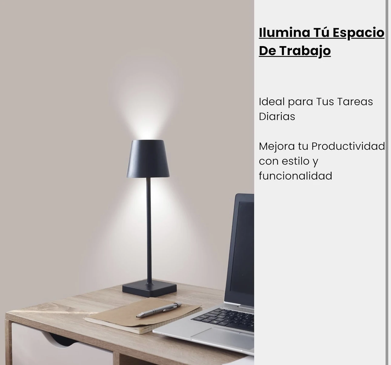 Wireless LED Table Lamp, Portable and Two-Layer Adjustable Rechargeable Lamp, Touch Control, Dimmable to 3 Modes Light, Waterproof IP54 for Indoor, Outdoor and Bedside Table