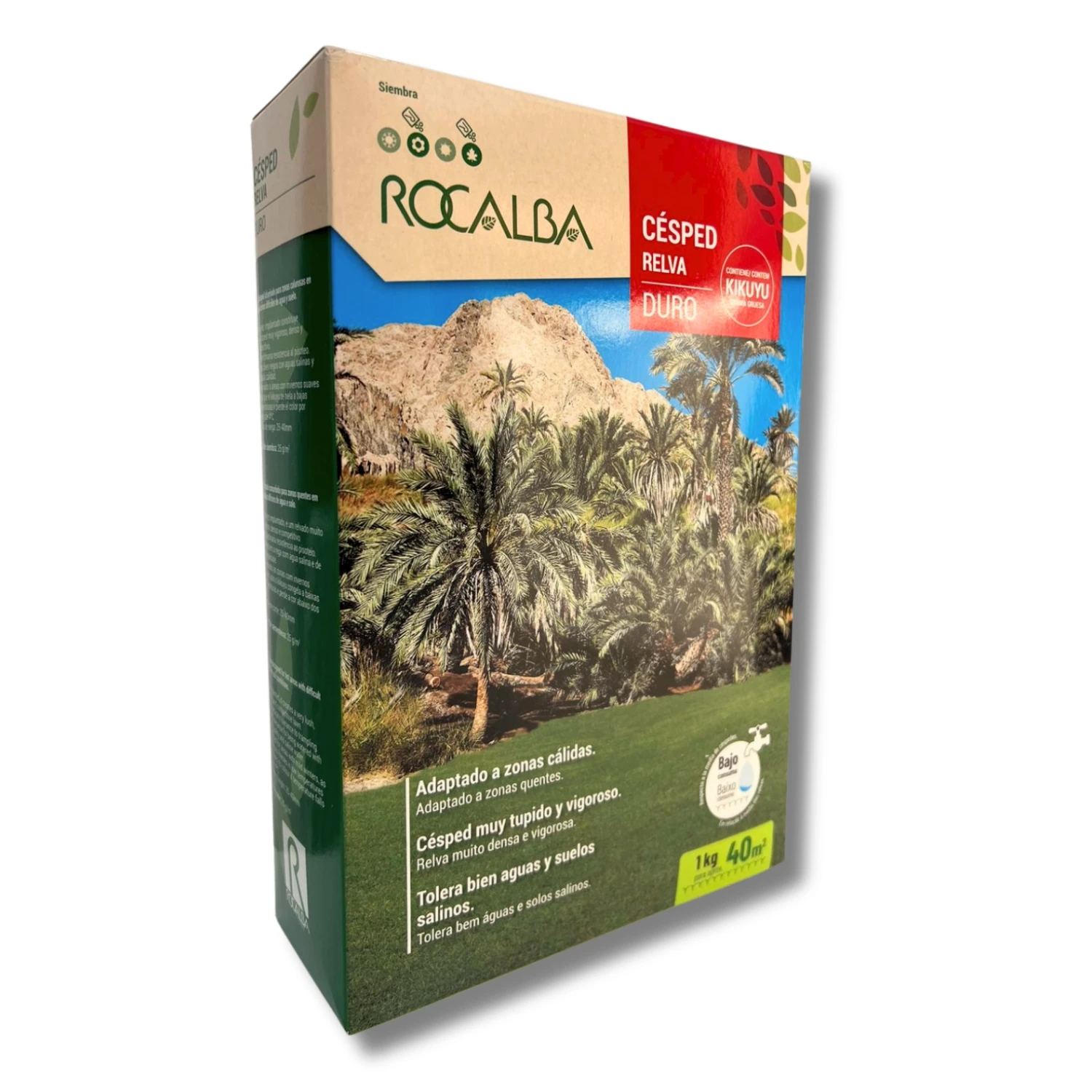 Semillas Césped DURO con Kikuyu de 1 KG MUY RESISTENTE para Zonas Secas y Suelos Difíciles | Muy Resistente al Pisoteo y Agua Salina | Cobertura de 40 m2 | Cesped Denso de Bajo Mantenimiento | Nexum Market