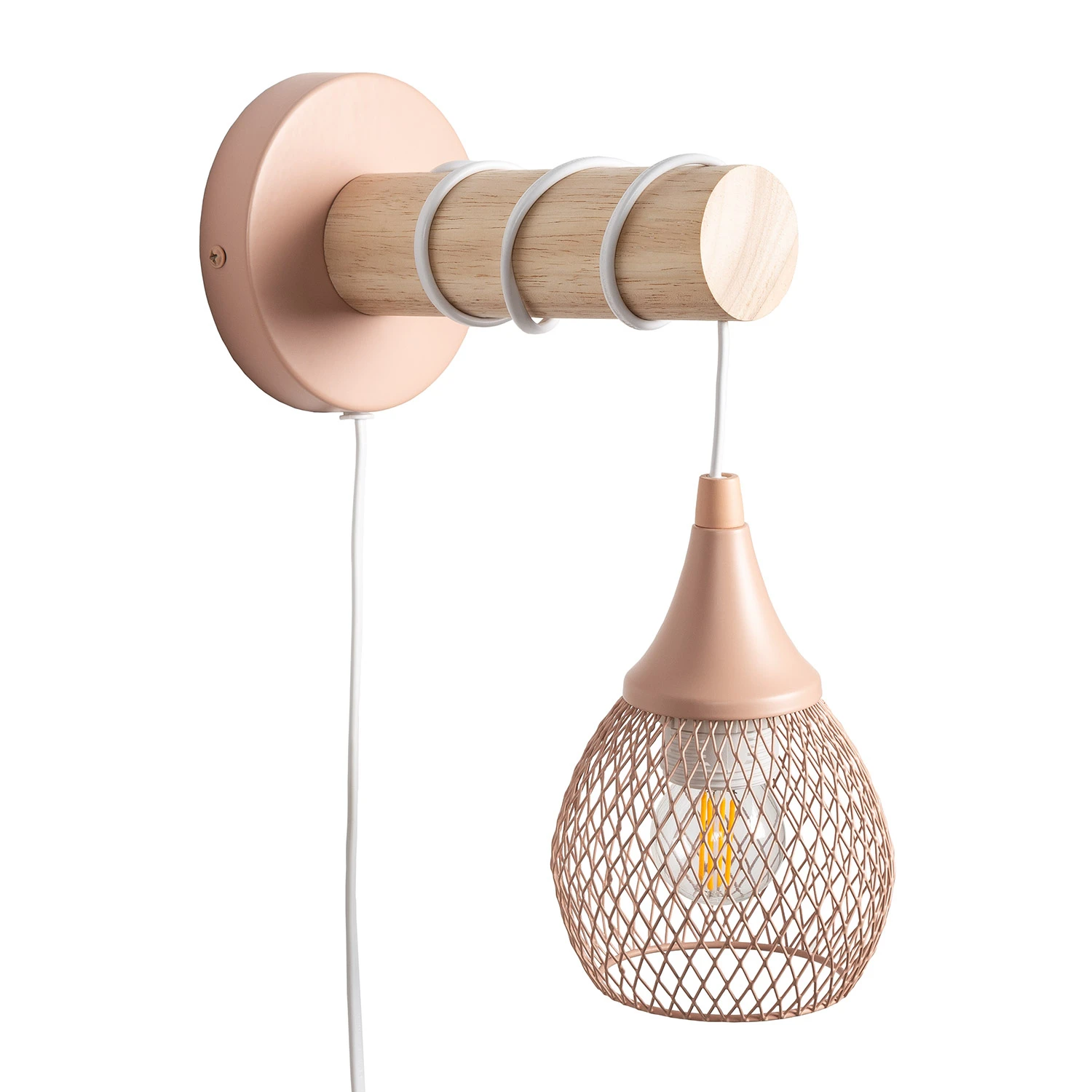Ledkia Lámpara de Pared de Madera y Metal Monah  Negro