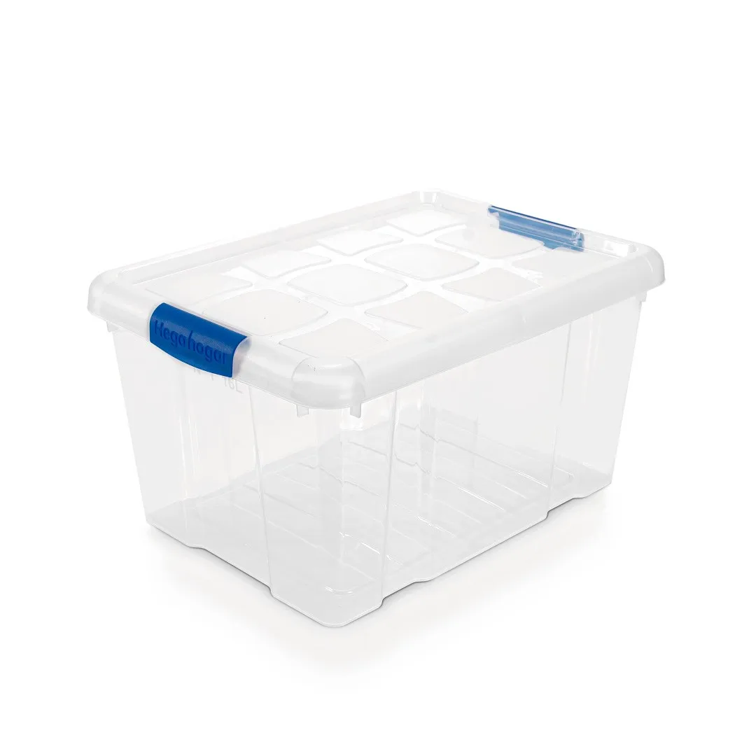 HEGA - Cajas de Almacenamiento Plásticas Smartlock - 5L a 25L con Cierres de Seguridad y Resistencia Superior. Cajas de ordenación Plástico Anticompacto duradero y resistente de alta calidad.
